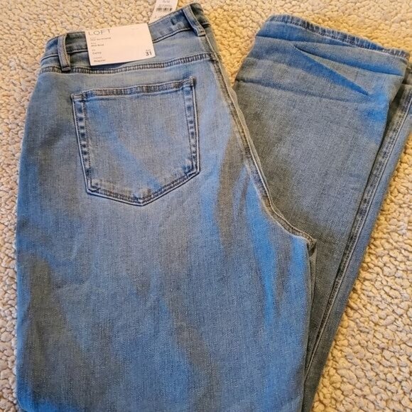 Loft The Girlfriend Mid Rise Curvy Sz 31R/12 Blue Jeans - Picture 4 of 10